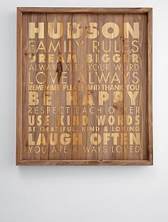 family rules wood sign